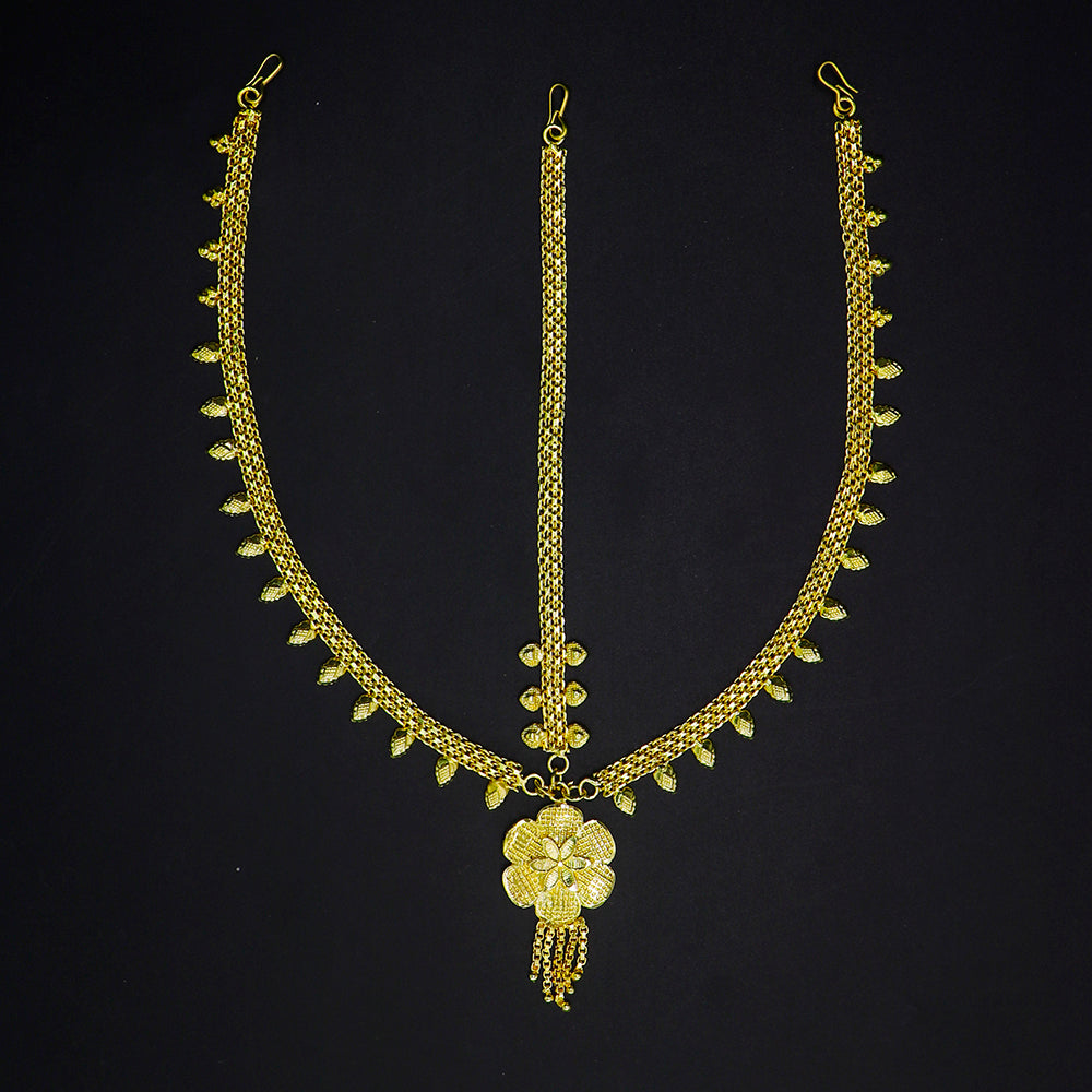 Mahavir DYE Gold Plated Floral Damini Matha Patti