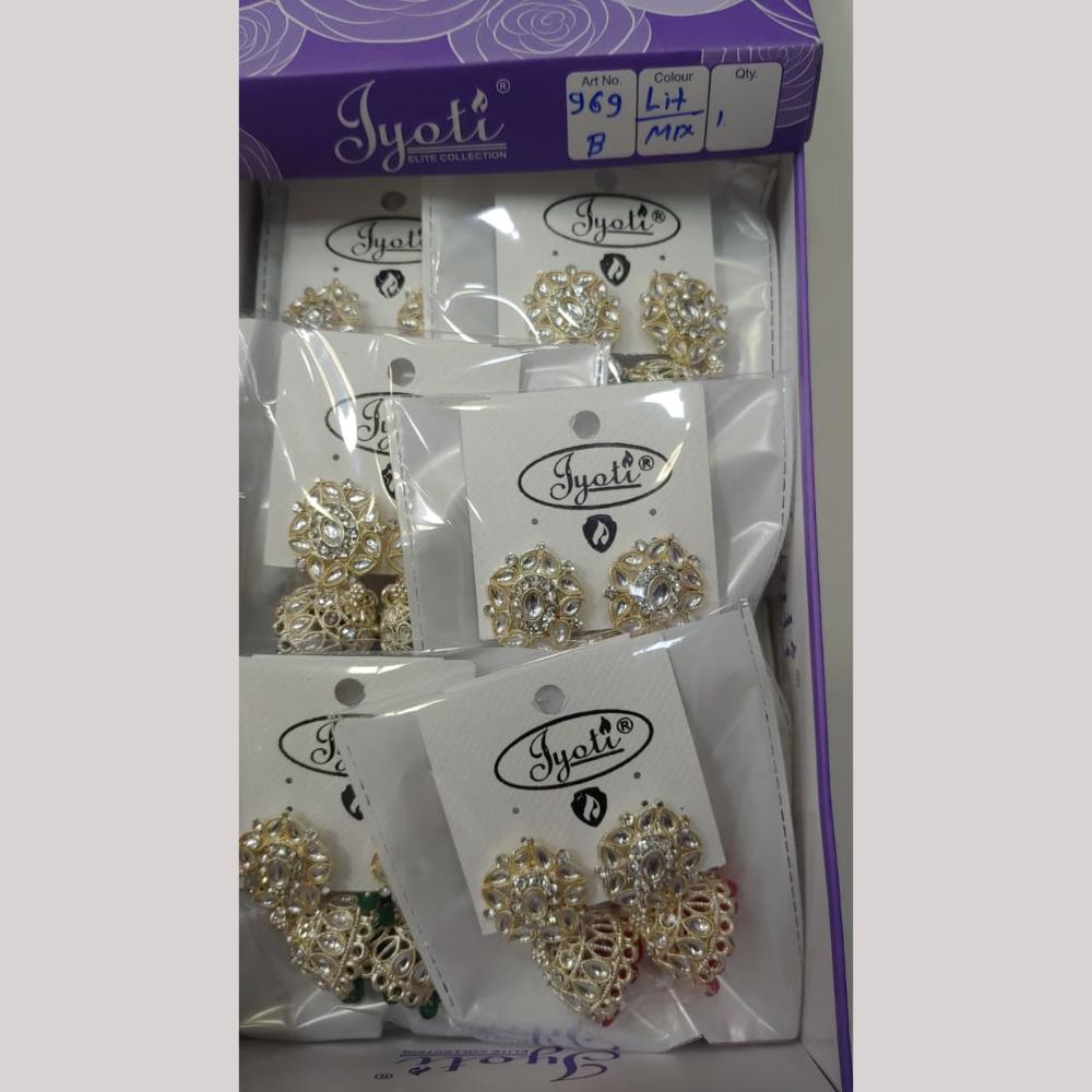 Tip Top Jewellers Stunning Kundan Stone And Pearl Jhumki Earrings (Pack of 12)