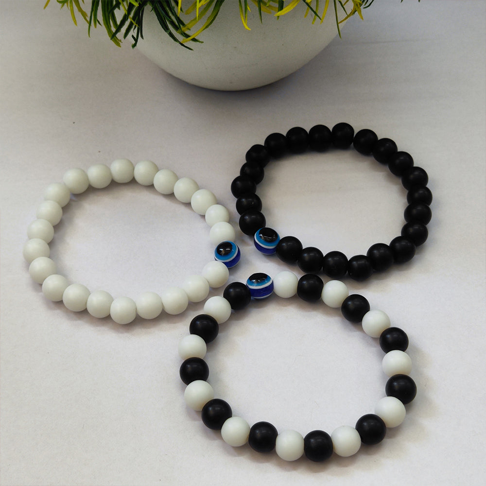 Urthn Trinity Evil Eye Beads Bracelet Combo - 1005264 (Pack Of 6)