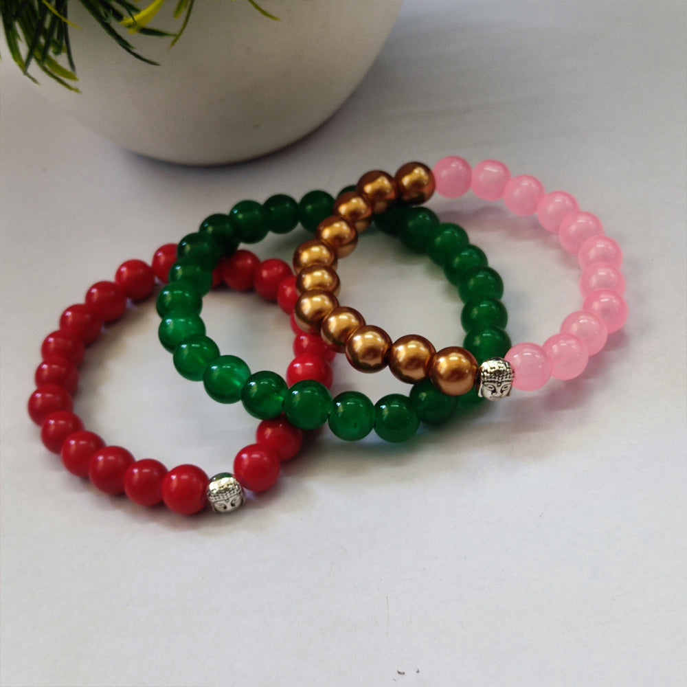 Urthn Trinity Evil Eye Beads Bracelet Combo - 1005264 (Pack Of 6)