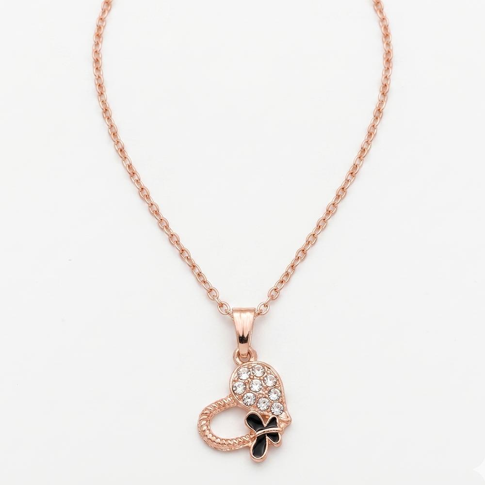 Urthn Rose Gold Plated Chain Pendant Earrings Rings And Bracelet Jewellery Combo Set (Pack of 6)