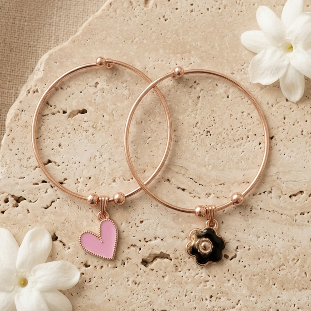 Urthn Silver Plated Cute Charms Meenakari Openable Bracelet For Women & Girls (Assorted Desing)