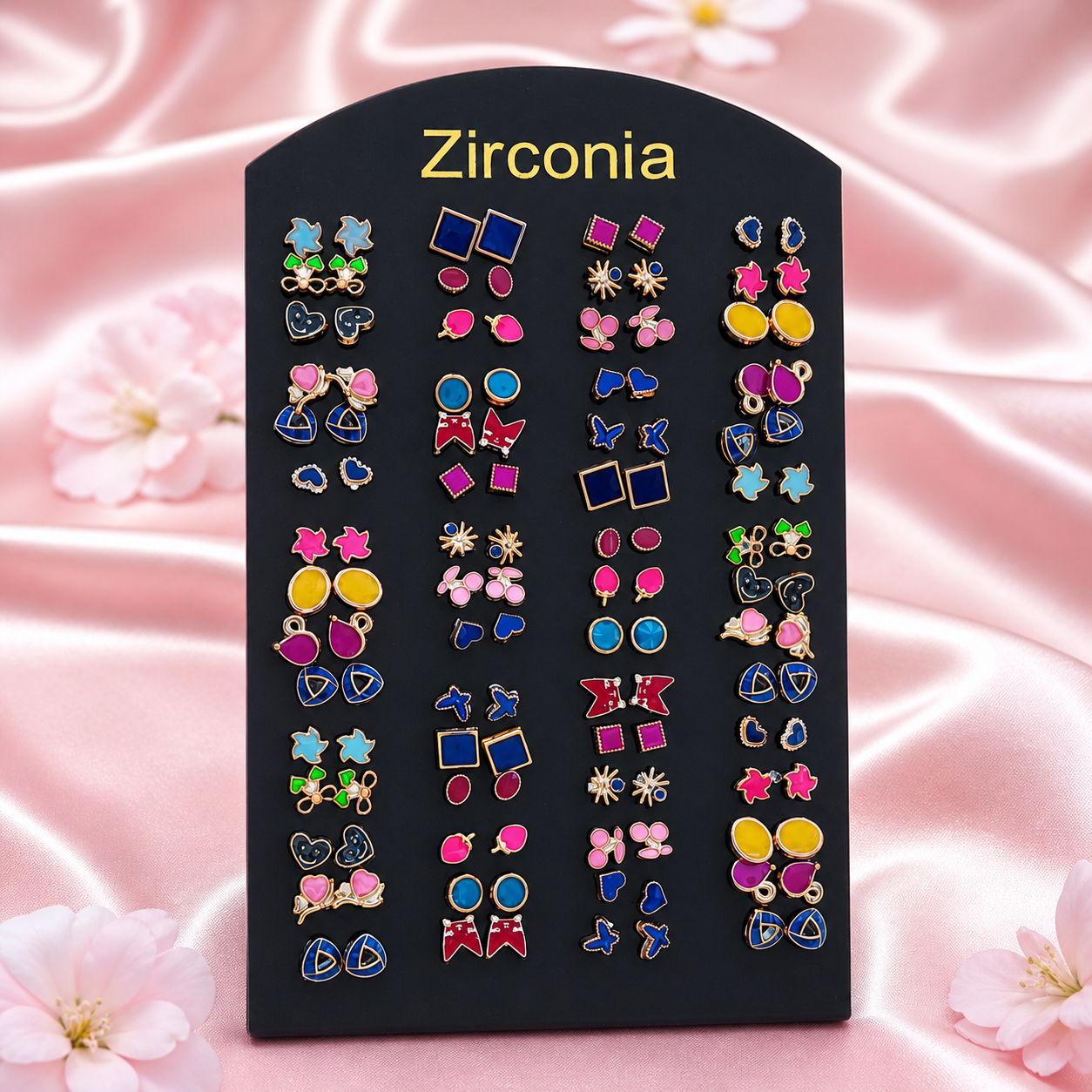 Urthn Multicolor Zirconia Cute Pack of 60 Stud Earrings Combo Set