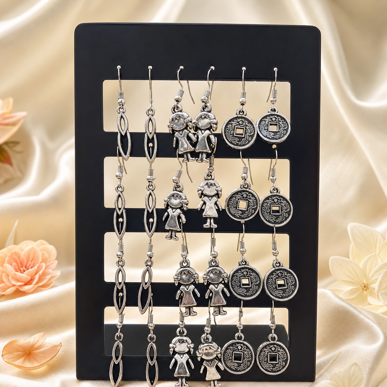 Urthn Boho Oxidised Plated Assorted Design Dangler Earrings (Pack of 12)