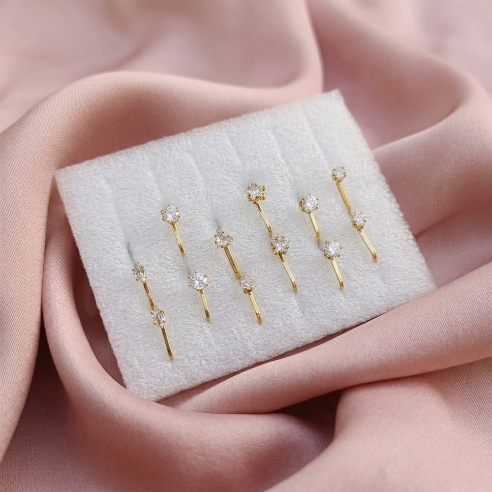 Urthn Gold Plated Austrian Stone Nose Stud Set for Women (Set Of 3)