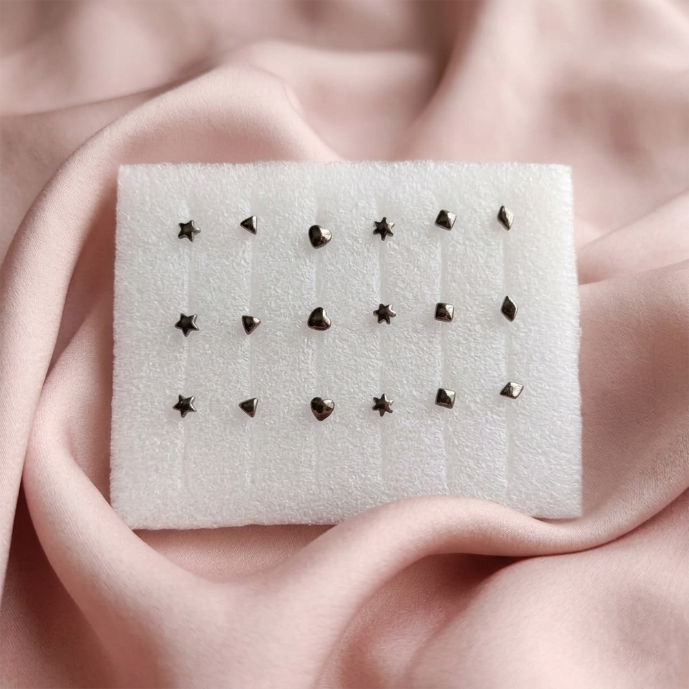Urthn Oxidised Plated Austrian Stone Nose Stud Set for Women (Set Of 3)