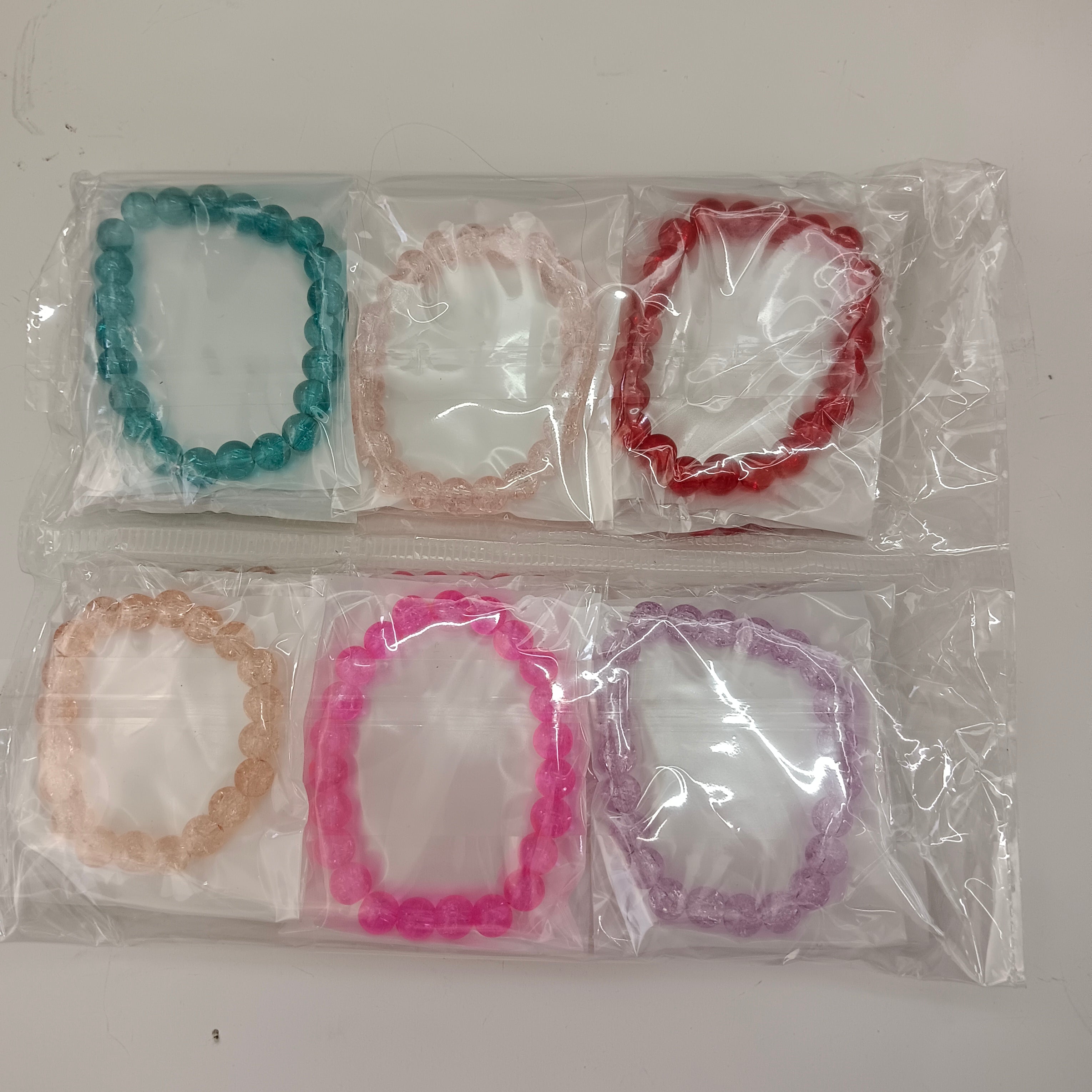 Urthn Crackle Beads Bracelet (Assorted Color) (Set Of 12)