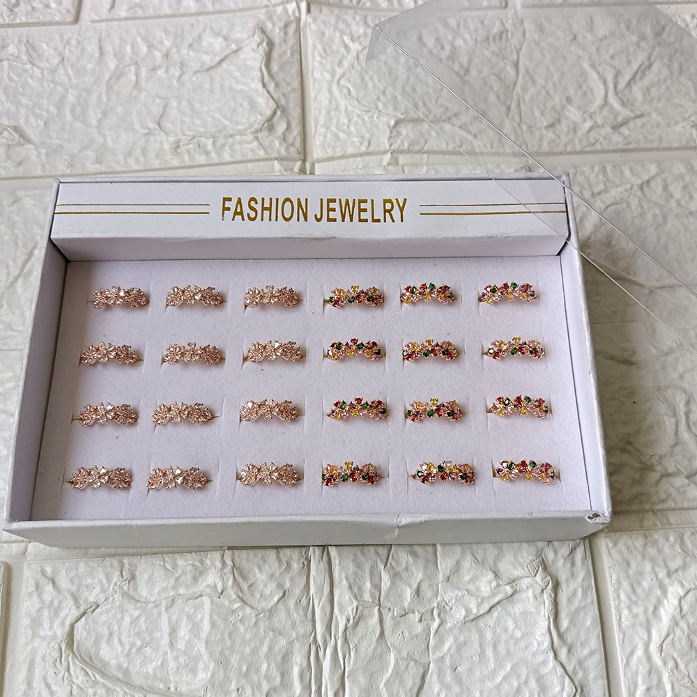 Urthn Premium Assorted Design Crystal Stone Rings Set