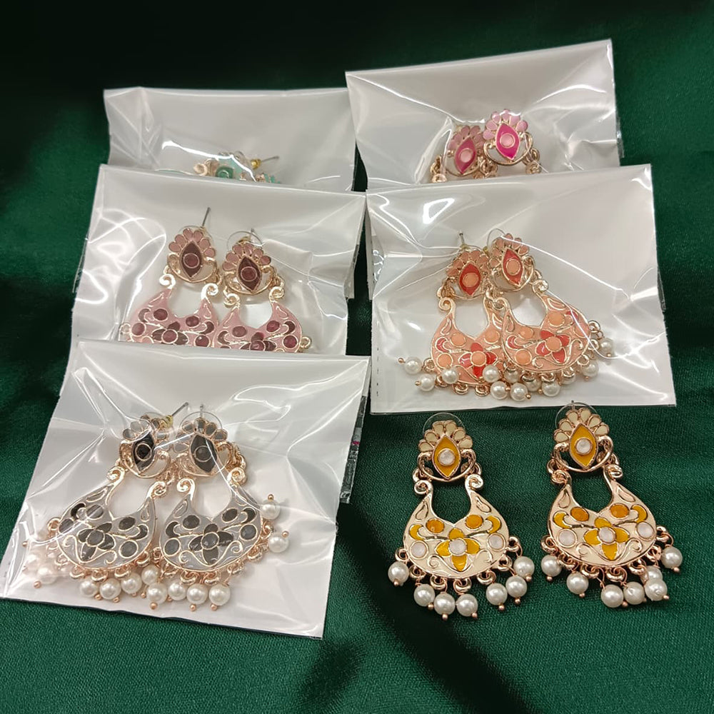 Urthn Gold Plated Assorted Color Set Of 6 Meenakari Earrings Combo