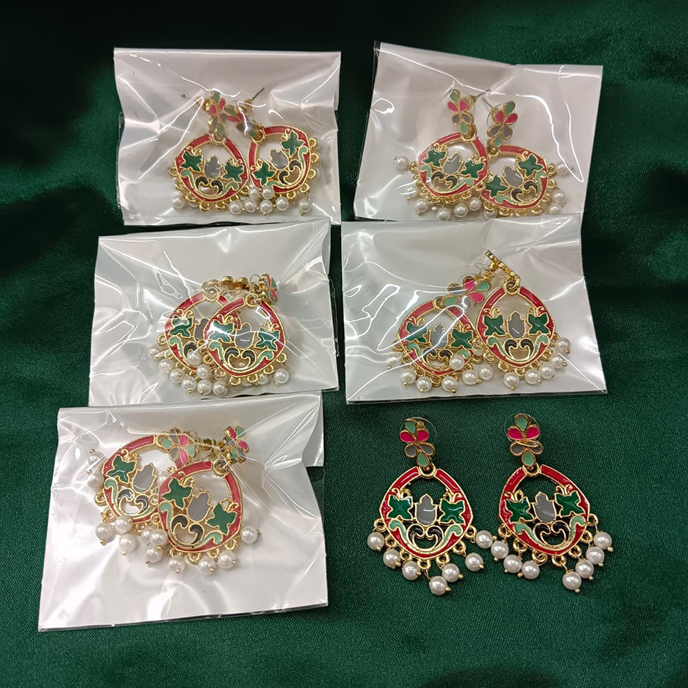 Urthn Gold Plated Assorted Color Set Of 6 Meenakari Earrings Combo