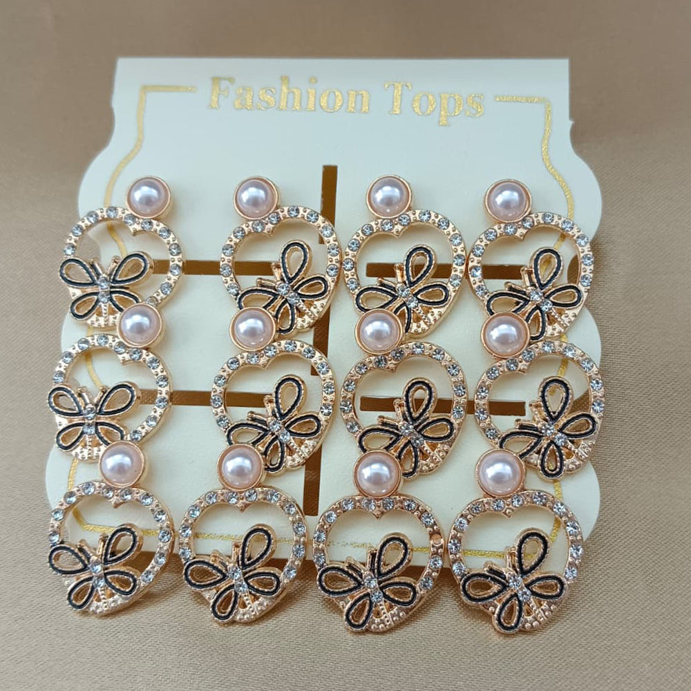 Urthn Monalisa Stone Stylish Set Of 6 Stud Earrings Combo