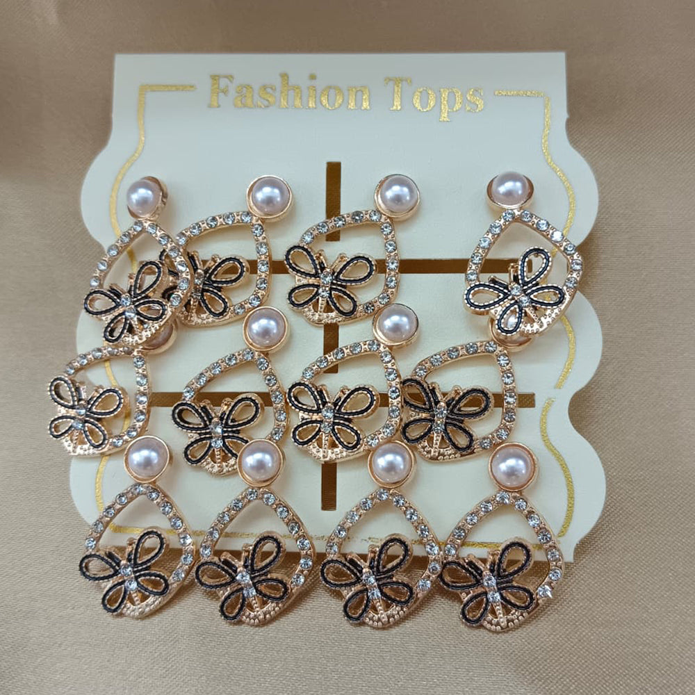 Urthn Monalisa Stone Stylish Set Of 6 Stud Earrings Combo