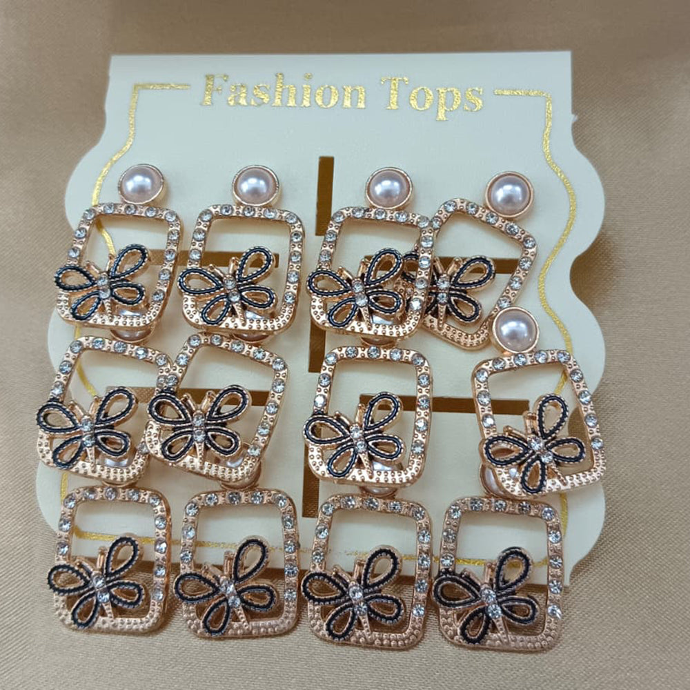 Urthn Monalisa Stone Stylish Set Of 6 Stud Earrings Combo