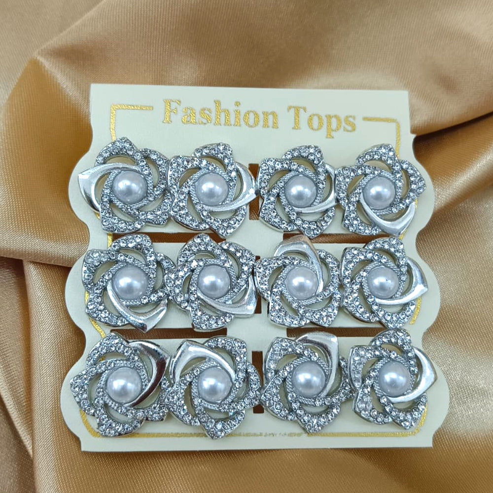 Urthn Pearl And Austrain Stone Set Of 6 Stud Earrings Combo