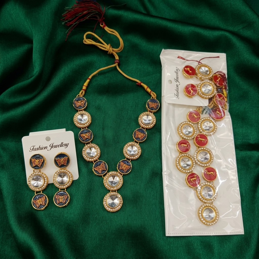Urthn Gold Plated Crystal Stone Fashion Jewellery Combo Set