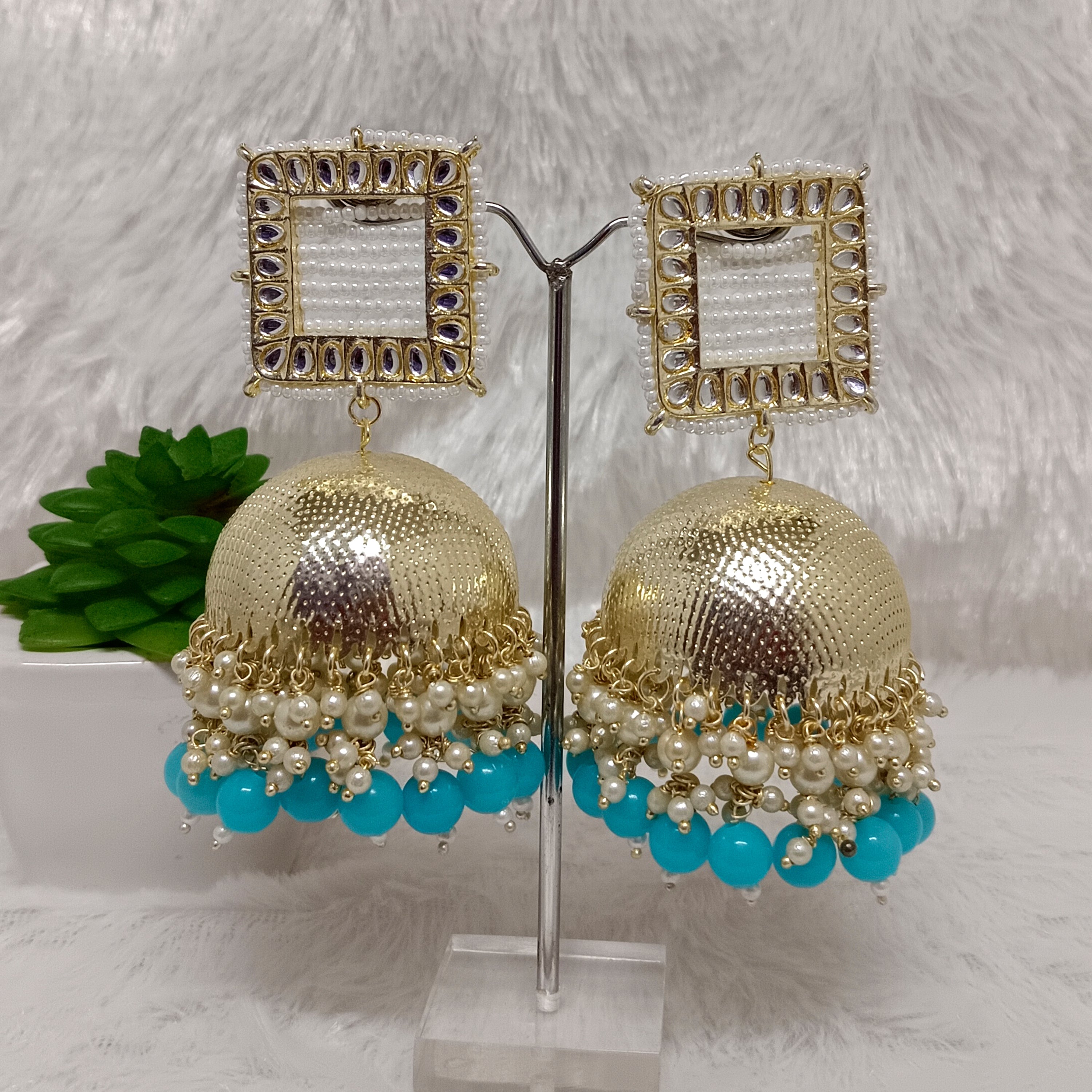 Darshana Jewels Gold Plated Meenakari Jhumki Earrings