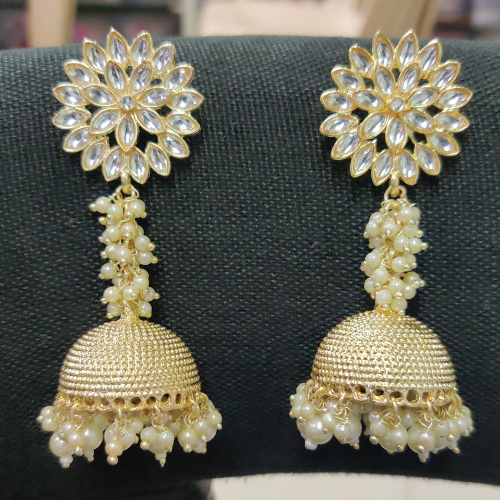 Darshana Jewels Gold Plated Kundan Stone Jhumki Earrings