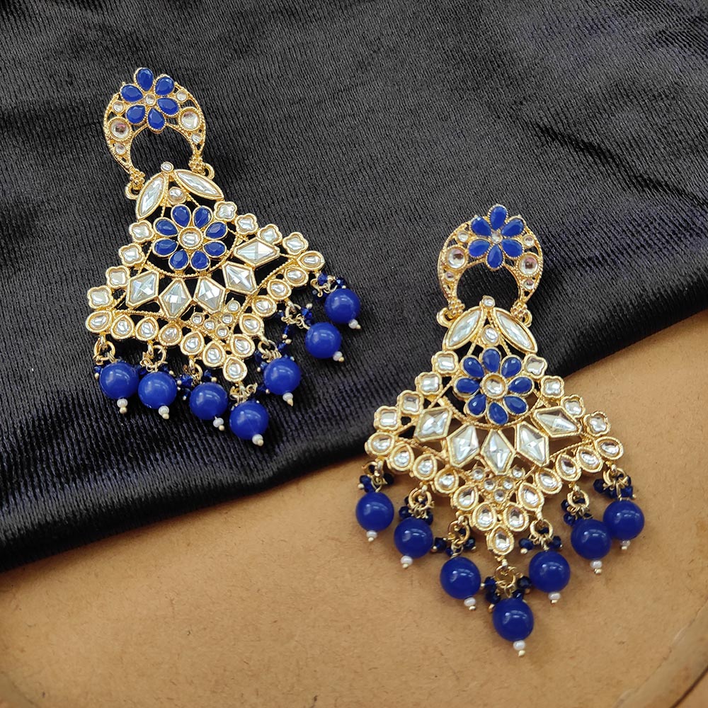 Darshana Jewels Gold Plated Kundan Stone And Beads Dangler Earrings