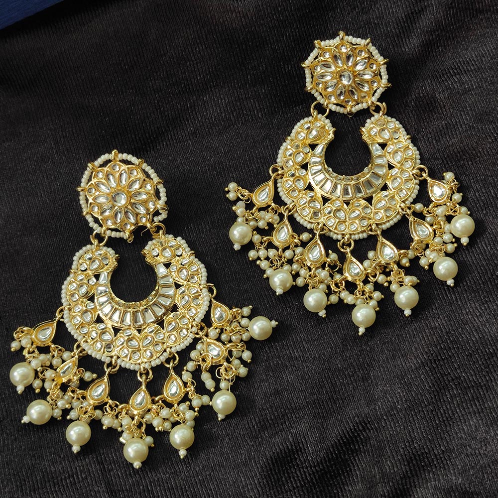 Darshana Jewels Gold Plated Kundan Stone And Beads Dangler Earrings