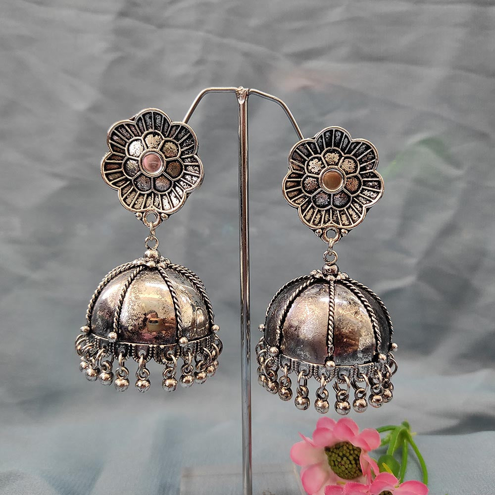 Darshana Jewels Oxidised Plated Jhumki Earrings