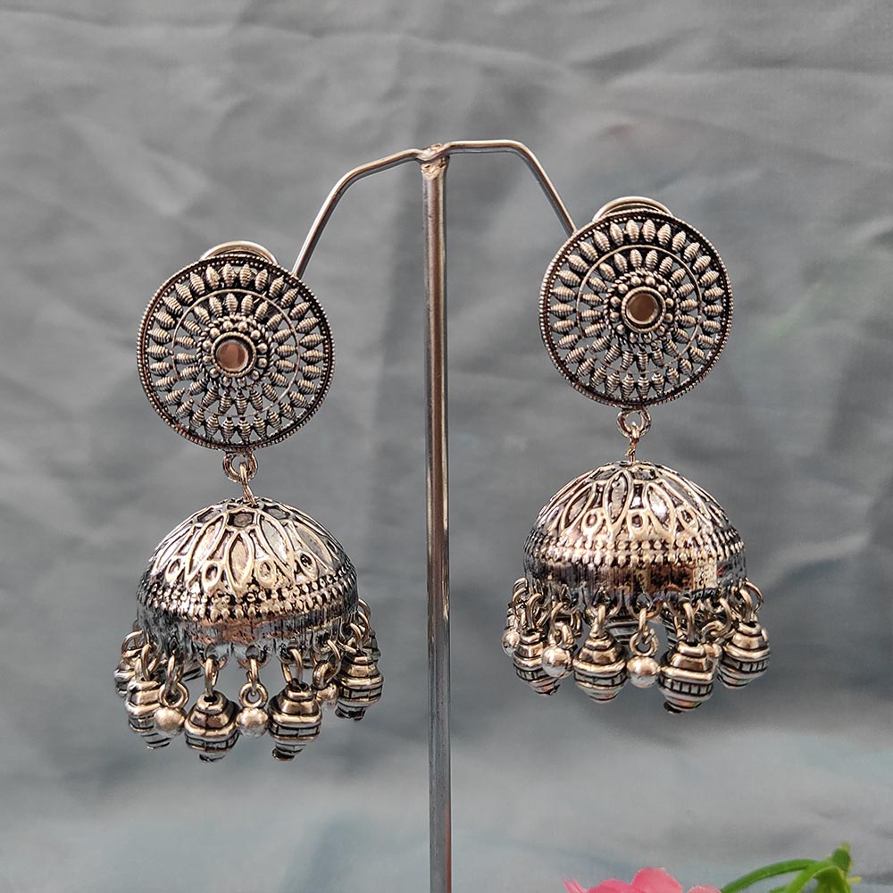 Darshana Jewels Oxidised Plated Jhumki Earrings