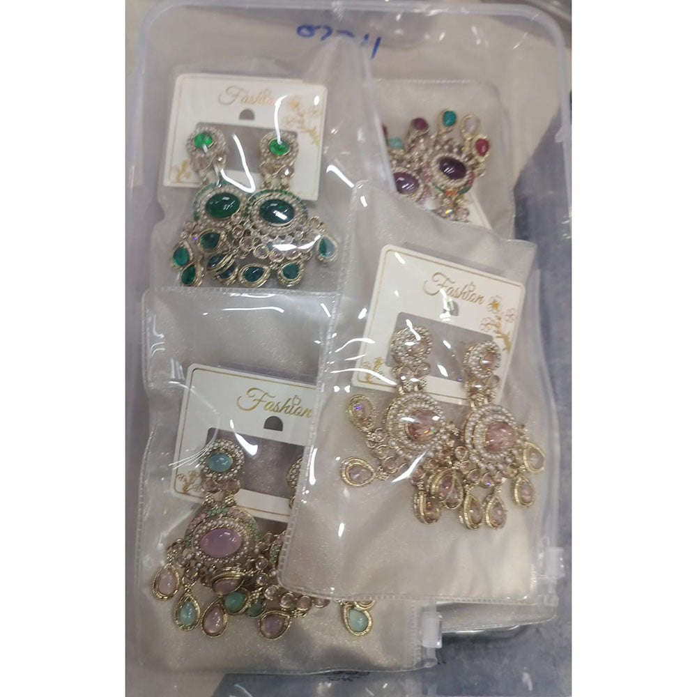 Om Creations Crystal Stone and Pearl Earrings for Women