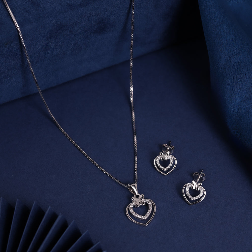 AllWell Jewellery Precious Crowned Heart 925 Sterling Silver Pendant Chain