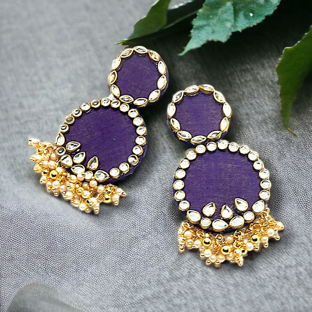 Handmade For Her Women's Handmade Purple Fabric Earrings