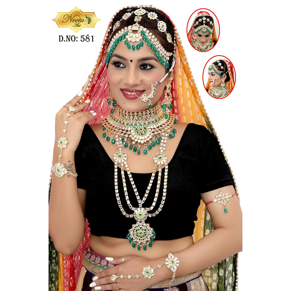 Neetu Art Gold Plated Kundan Stone And Beads Bridal Set