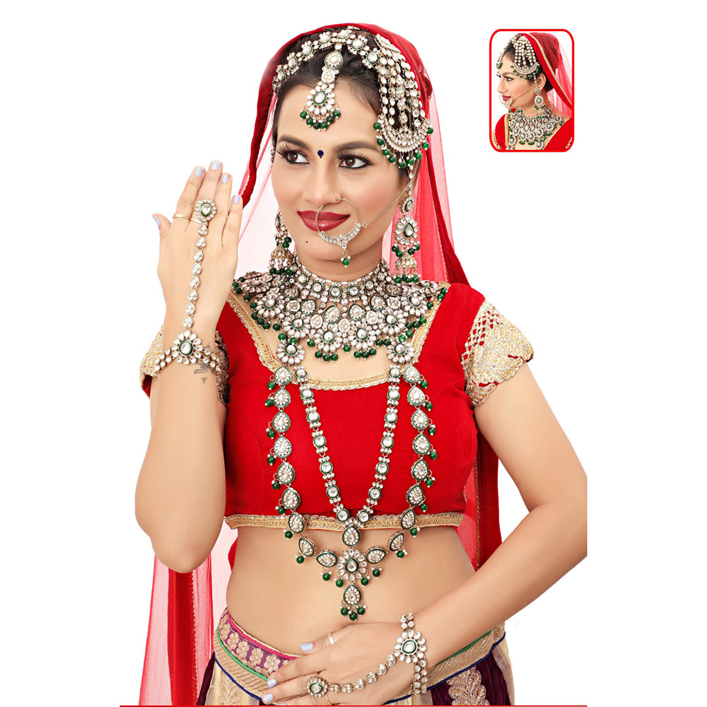 Neetu Art Gold Plated Kundan Stone And Beads Bridal Set