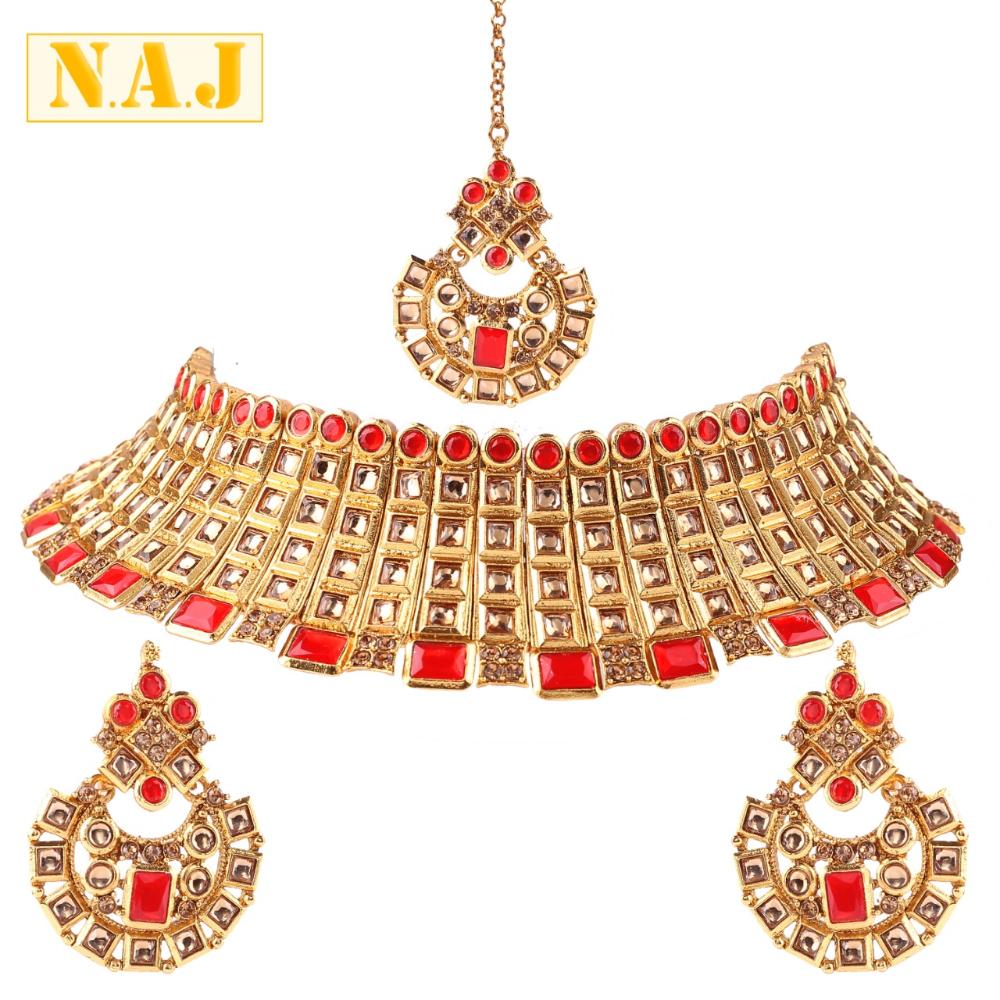 Neetu Art Gold Plated Crystal Stone Choker Necklace Set