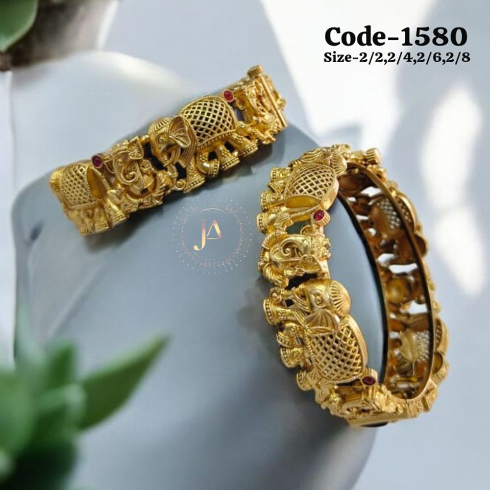Neetu Art Gold Plated Pota Stone Openable Bangle Set