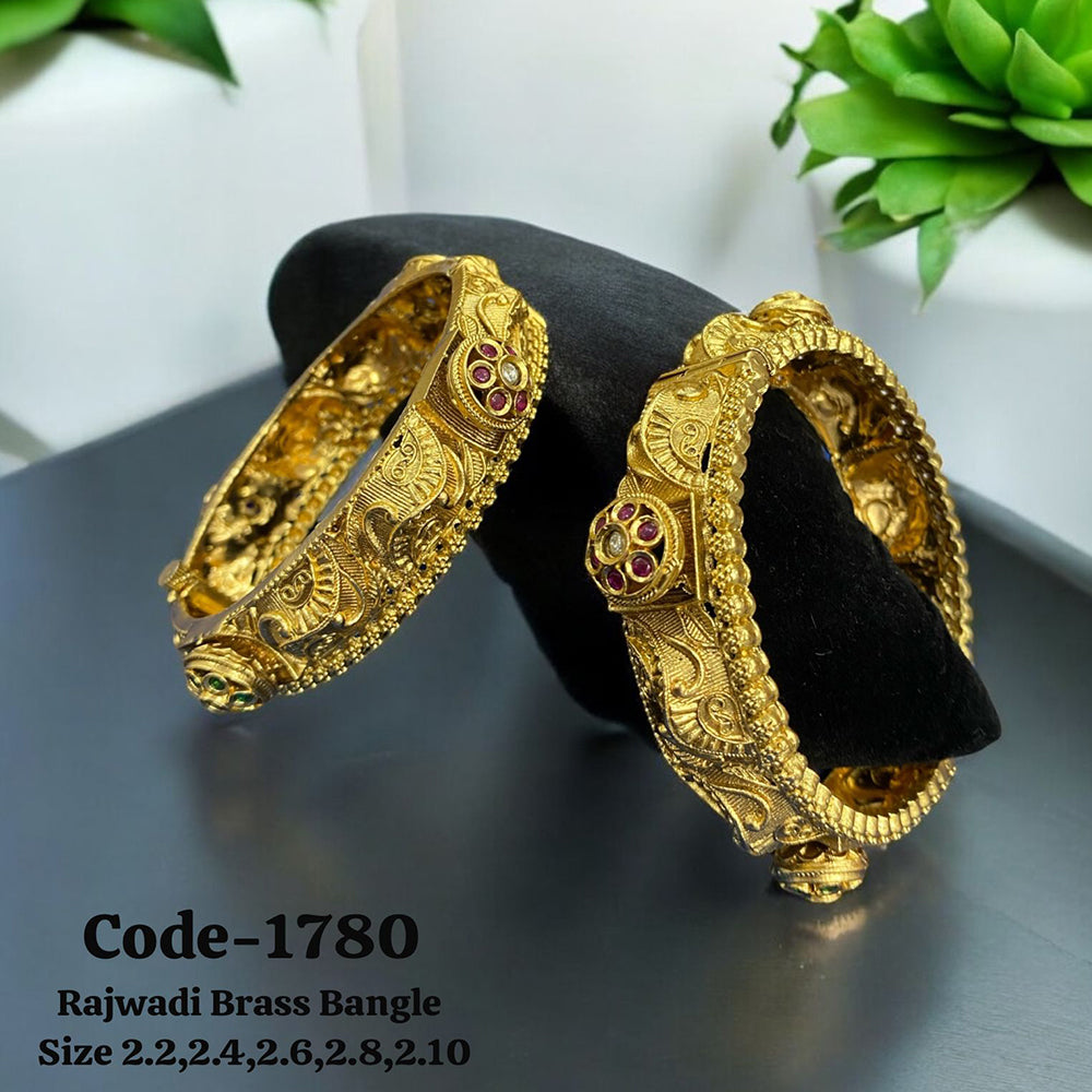Neetu Art Gold Plated Pota Stone Openable Bangle Set
