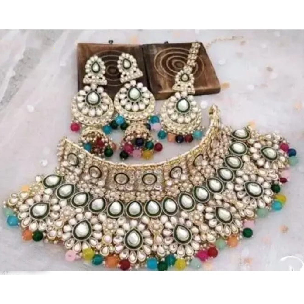Neetu Art Premium Kundan Stone And Meenakari Choker Necklace Set