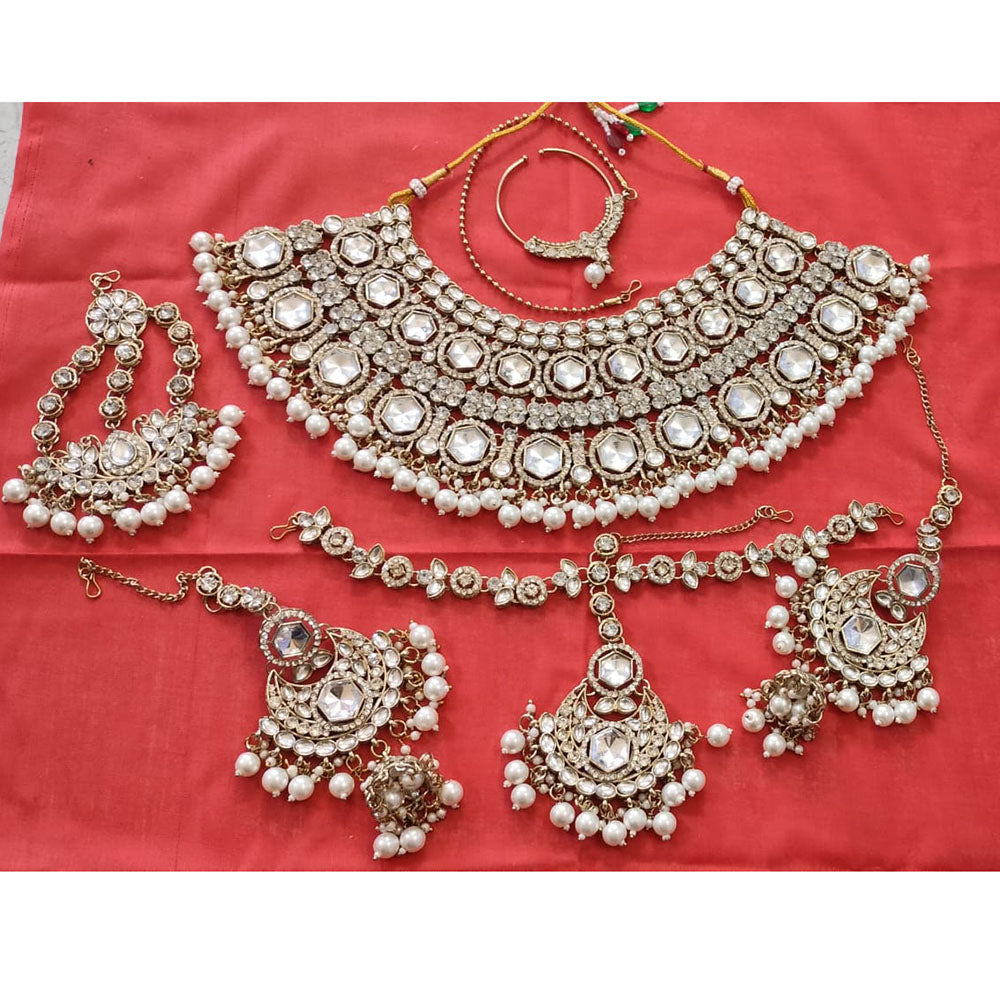 Neetu Art Stunning Kundan And Beads Semi Bridal Necklace Set