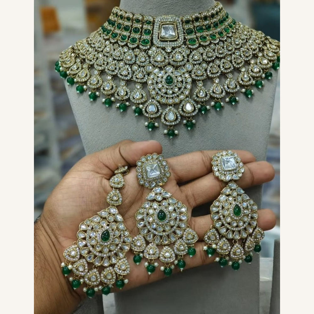 Neetu Art Graceful Kundan Stone Pearl And Beads Choker Necklace Set