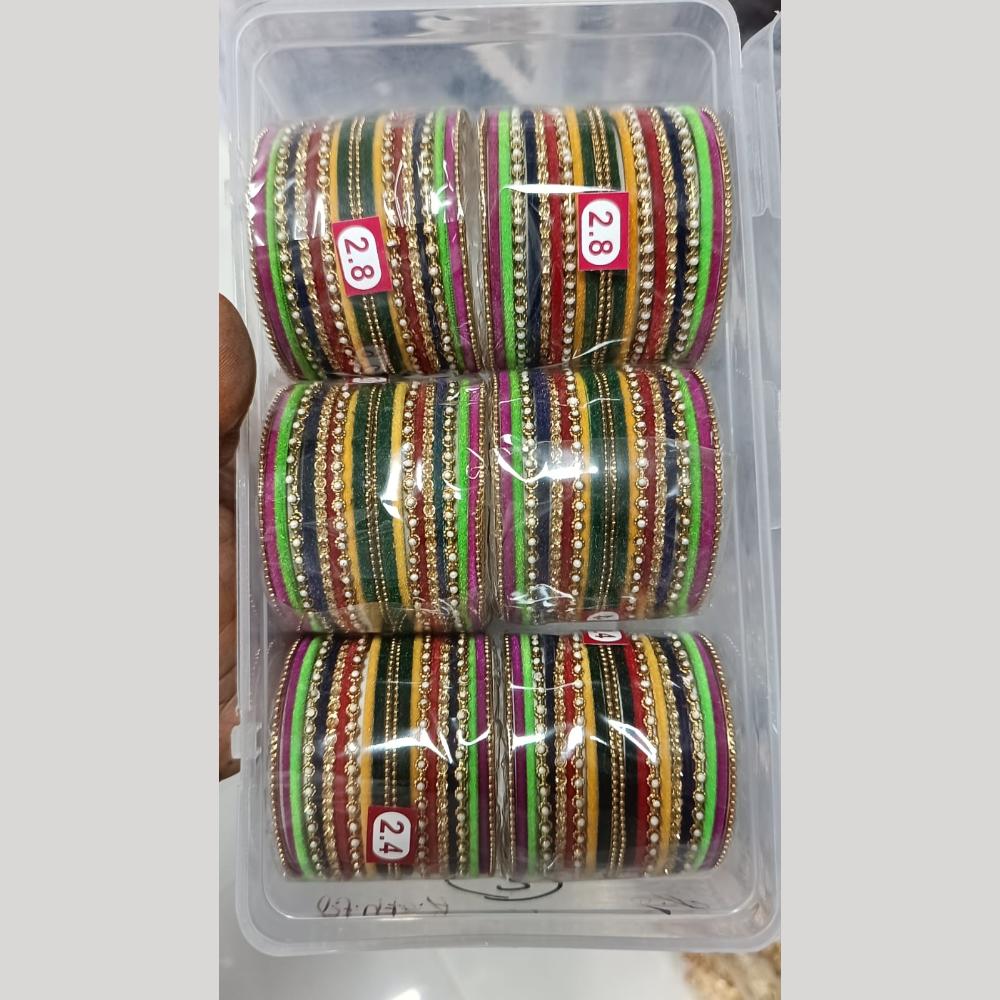 Pratima Jewellery Mart Classic Velvet And Pearl Bangles Set