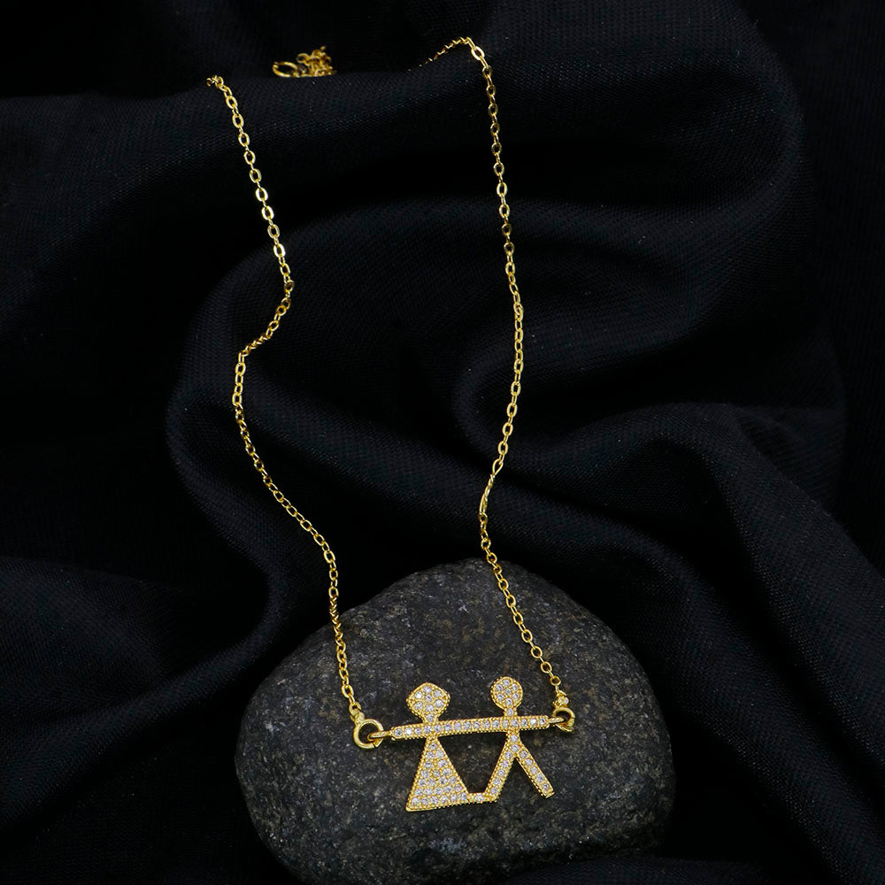 Mahavir Gold Plated Austrian Stone Pendant Set