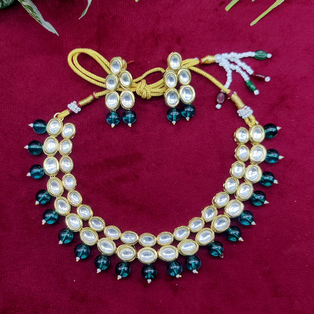 Manisha Jewellery Gold Plated Kundan Stone And Beads Necklace Set