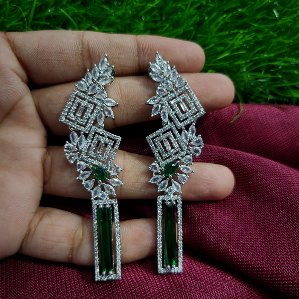 Manisha Jewellery Silver Plated American Diamond Dangler Earrings
