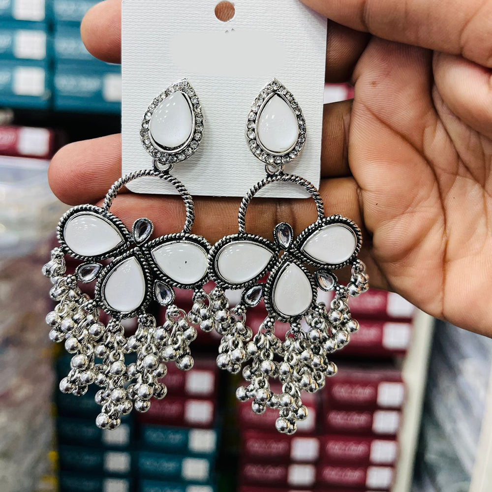 Manisha Jewellery Oxidised Plated Kundan Stone And Ghungroo Dangler Earrings