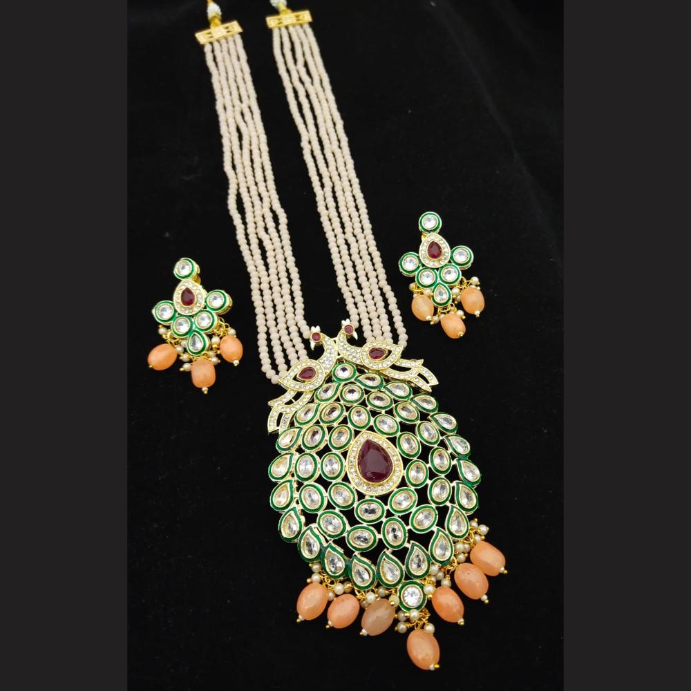 Manisha Jewellery Gold Plated Kundan Stone And Beads Necklace Set