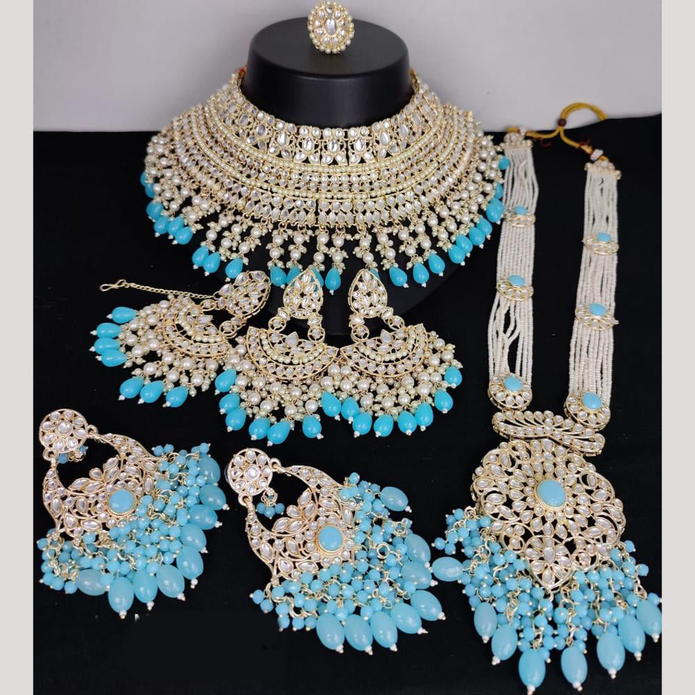 Manisha Jewellery Gold Plated Kundan Stone And Beads Bridal Set