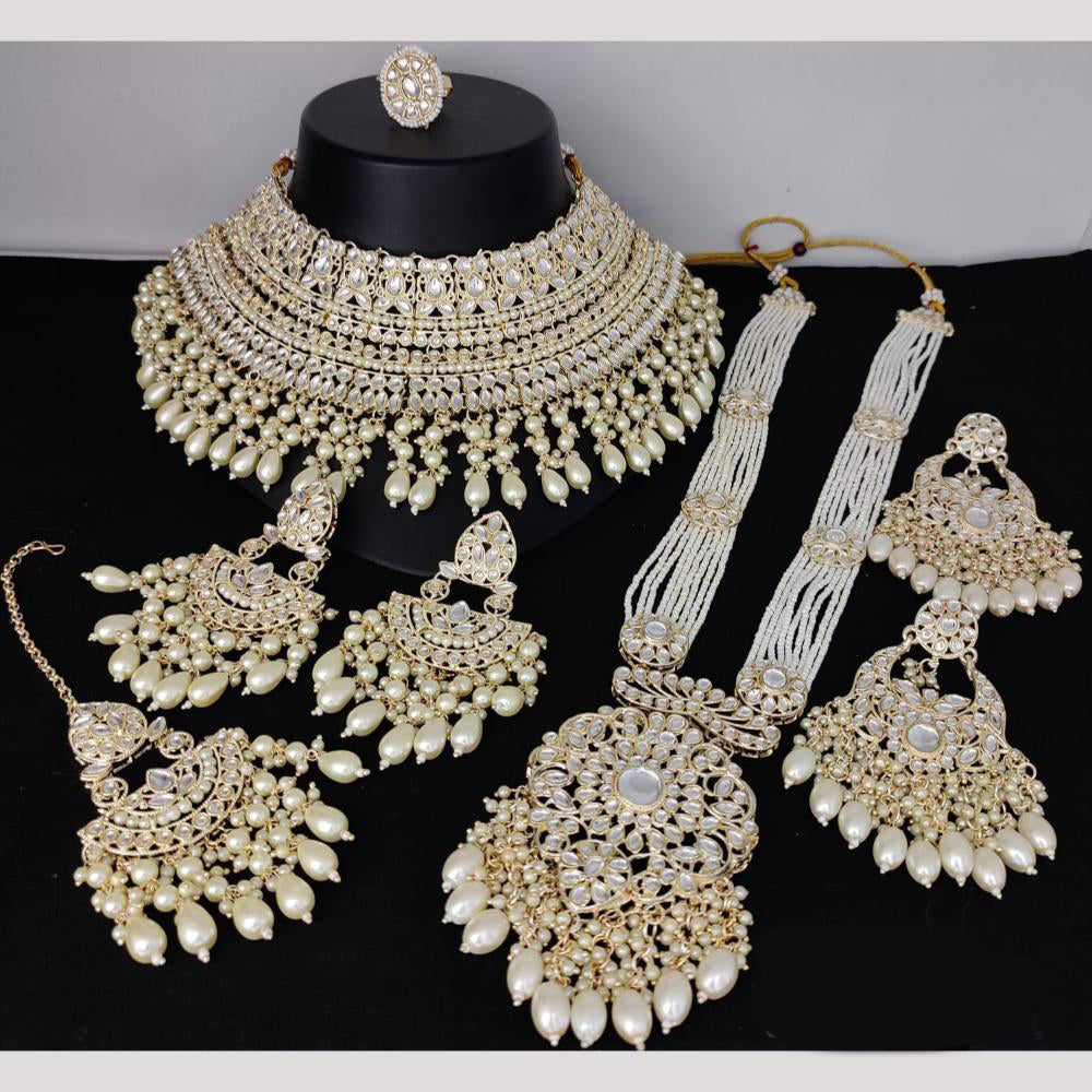 Manisha Jewellery Gold Plated Kundan Stone And Beads Bridal Set