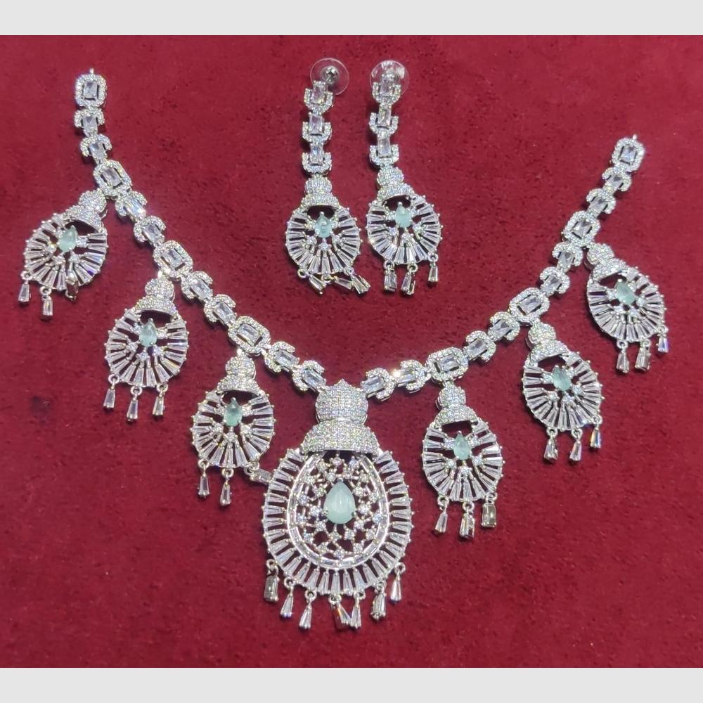 Manisha Jewellery Silver Plated AD Stone Necklace Set