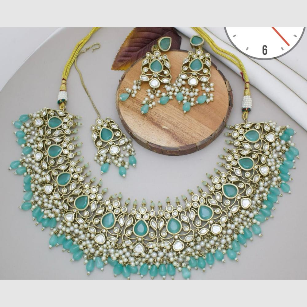 Manisha Jewellery Gold Plated Kundan Stone And Pearls  Necklace Set