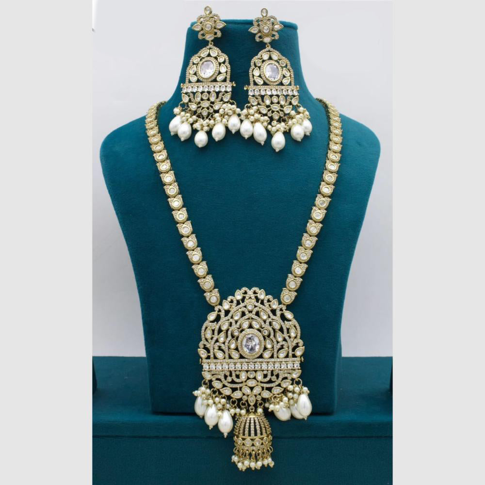 Manisha Jewellery Gold Plated Kundan  Stone And Pearls  Necklace Set