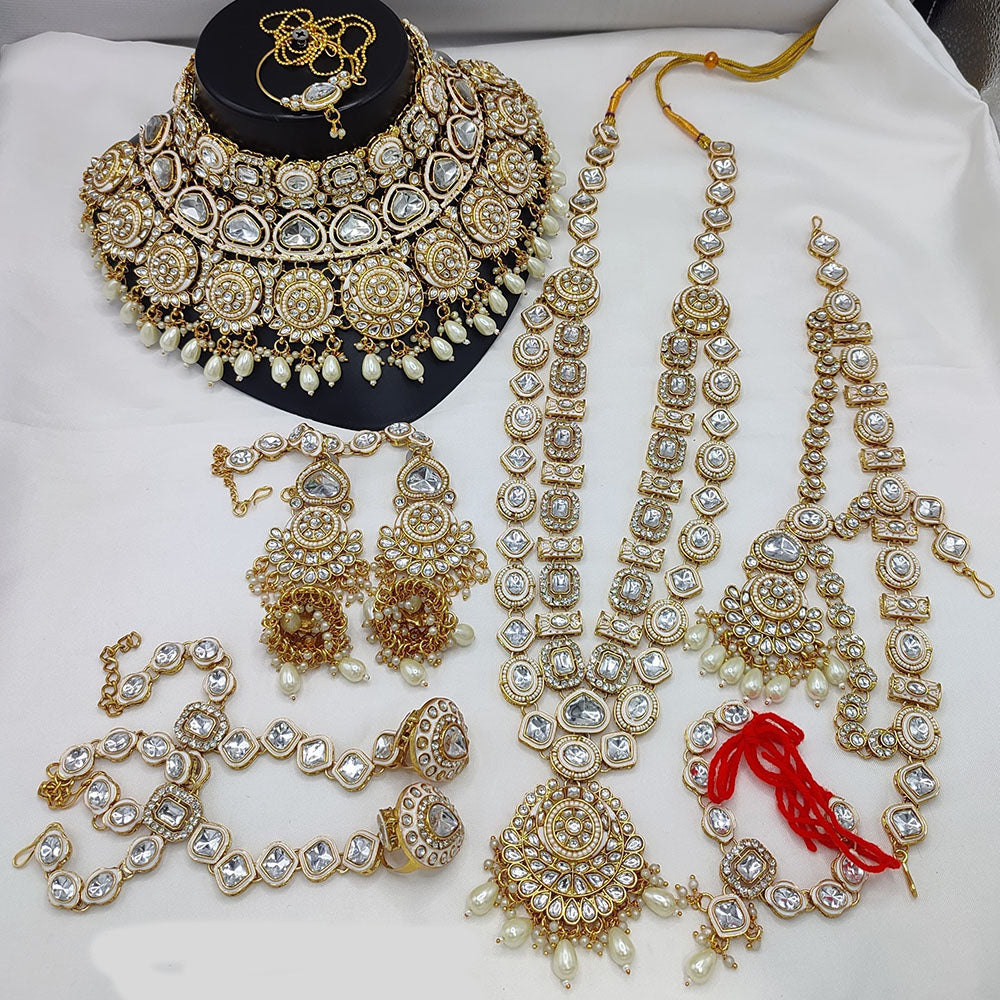 Manisha Jewellery Gold Plated Kundan Stone And Meenakari Bridal Set