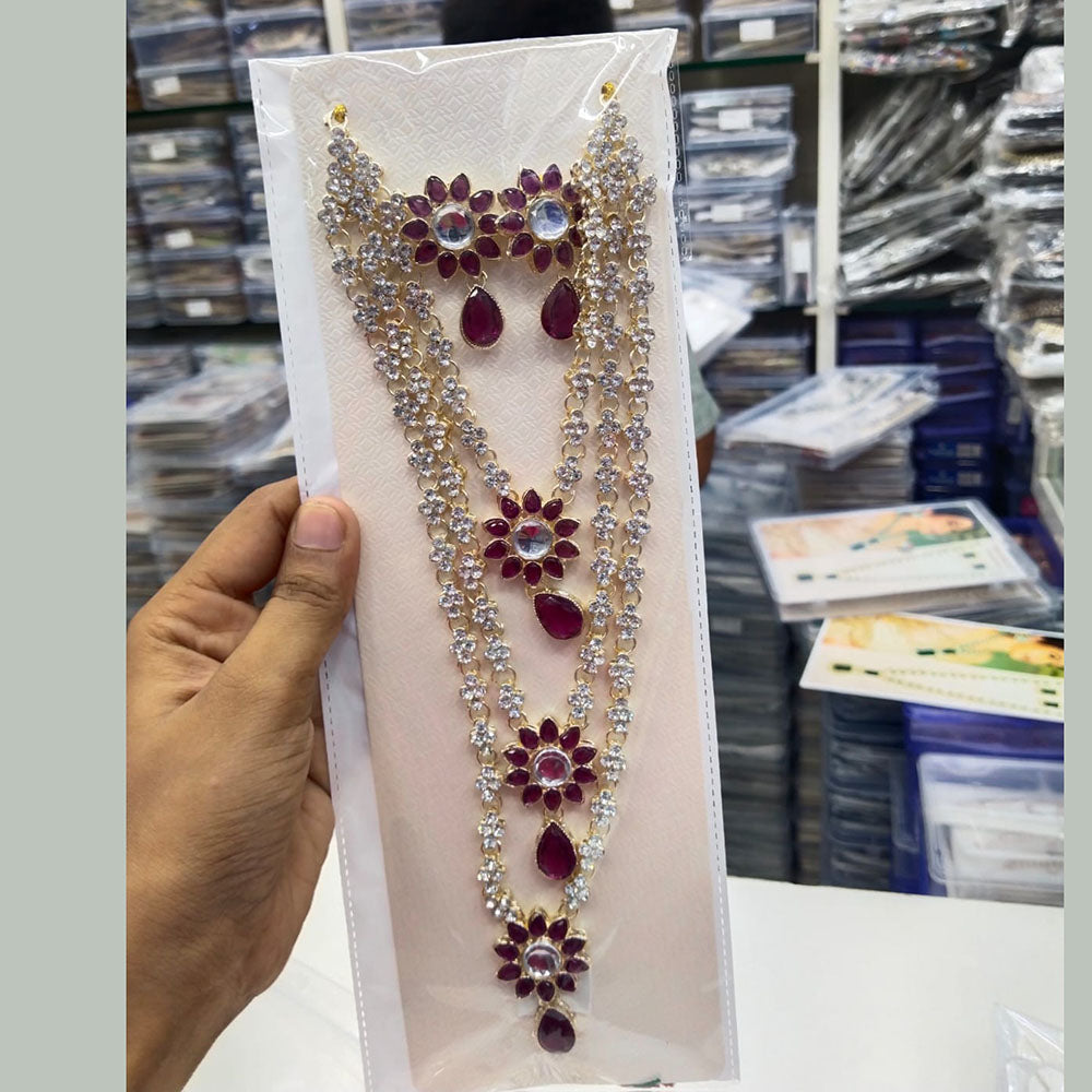 Manisha Jewellery Gold Plated Austrian Stone Multi Layer Necklace Set