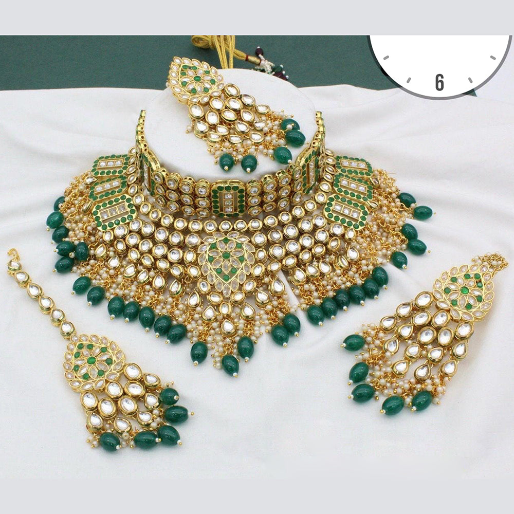Manisha Jewellery Gold Plated Kundan Stone And Beads Choker Necklace Set